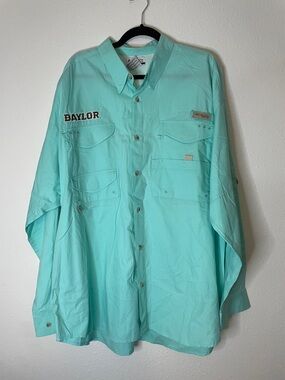 Baylor University Bears Shirt Mens Columbia PFG Button Up Fishing‎ Shirt